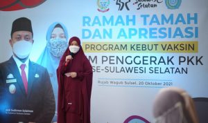 Plt Gubernur Sambut TP-PKK Se-Sulsel Peraih Penghargaan Program Kebut Vaksin Sulsel di Rujab