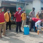 Koramil Way Jepara Dampingi PMI Adakan Penyemprotan Disinfektan Fasilitas Umum