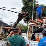 Danramil 05/Sukadana Bersama Anggota Bantu Evakuasi Pohon Tumbang