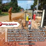 Utamakan Kwalitas Bangunan, Edy Sutopo Kades Purwosari Tinjau Pengerjaan Drainase