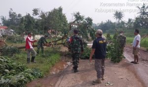Babinsa Koramil 08/RU Bantu Masyarakat Pasca Angin Puting Beliung