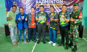 Babinsa Koramil 05/Sukadana Hadiri Open Tornament Badminton Kapolres Cup