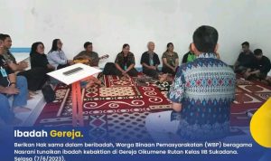 Berikan Pembinaan Kerohanian, Rutan Sukadana Berikan Hak yang Sama Beribadah WBP Agama Nasrani