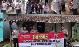 Sambut Hari Bhayangkara ke 77, Polsek Metro Barat Salurkan Bantuan Sembako kepada Warga Kurang Mampu