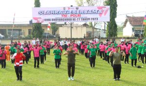 Sambut Hari Bhayangkara ke 77 Polres, Kodim dan Pemkab Lamtim Olahraga Bersama