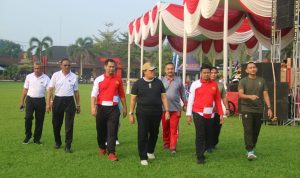 Dandim 0429/Lamtim Hadiri Olahraga Bersama Sinergitas TNI Polri dan Forkopimda