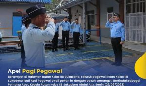 Kepala Rutan Kelas IIB Sukadana Abdul Aziz Pimpin Apel Pegawai