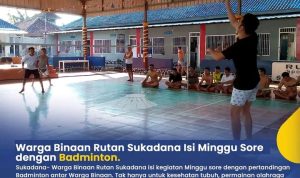 Jaga Kesehatan, WBP Rutan Kelas II Sukadana Isi Kegiatan Sore dengan Pertandingan Badminton