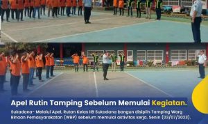 Sebelum Memulai Aktivitas Kerja, Rutan Kelas IIB Sukadana Bangun Disiplin Tamping WBP 