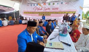 Meriahkan Hari Bakti Adhyaksa ke 63, 57 Pasang Pengantin Nikah Bersama di Kejati Babel