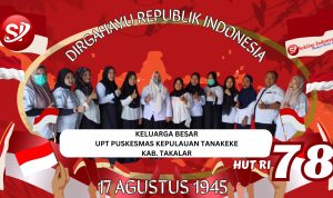 Keluarga Besar UPT Puskesmas Kepulauan Kecamatan Tanakeke Berikan Ucapan Hut Kemerdekaan RI ke-78