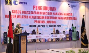 Chusnunia Chalim Hadiri Pengukuhan Gugus Tugas Daerah Bisnis dan Kemenkumham Prov Lampung 
