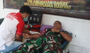 KODIM 0623/CILEGON GELAR DONOR DARAH DALAM RANGKA MEMPERINGATI HARI JUANG KARTIKA KE 78