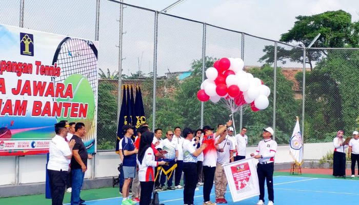 Tingkatkan Sinergi dan Kolaborasi, Lapas Cilegon Ikuti Friendly Match Tenis di Kanwil Banten