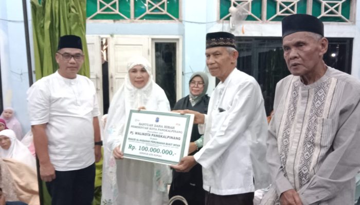 Safari Ramadhan Ke Masjid Al-Hasanah Yang Sedang Dibangun, Pemkot Pangkalpinang Berikan Bantuan Dana Hibah
