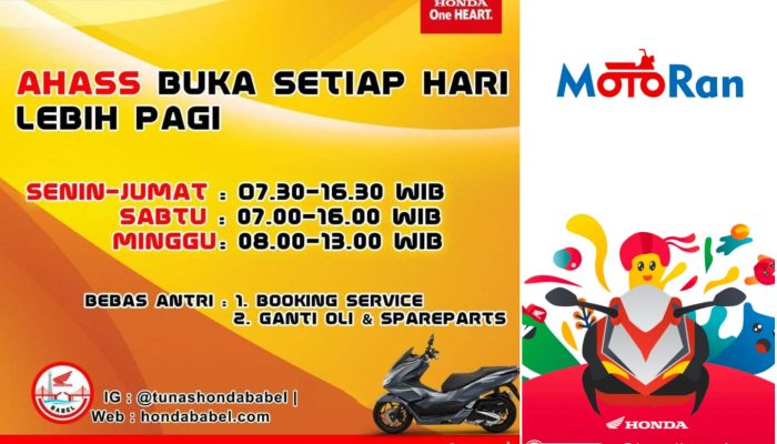 Hanya di AHASS Honda Babel, Service Motor Honda Buka Setiap Hari dan Lebih Pagi!