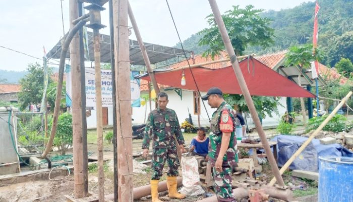 TMMD ke 120 Kodim 0623/Cilegon : Pembuatan Sumur Bor Sudah Mencapai Kedalaman 70 Meter