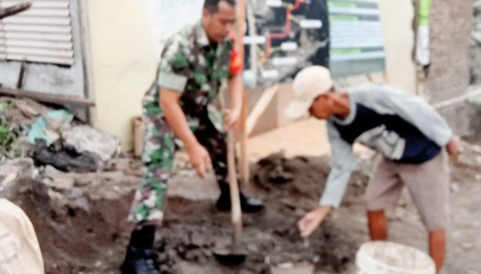Babinsa Koramil 2305/Cinangka, Karbak Pembuatan Gorong-Gorong