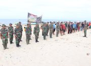 Sambut HUT TNI Ke-79, Kodim 1425 Jeneponto Gelar Karya Bhakti Pembersihan Pantai Pabiringa