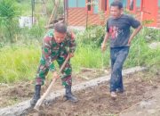 Babinsa Koramil 2302/Bojonegara, Karbak Pembuatan Pondasi Drainase