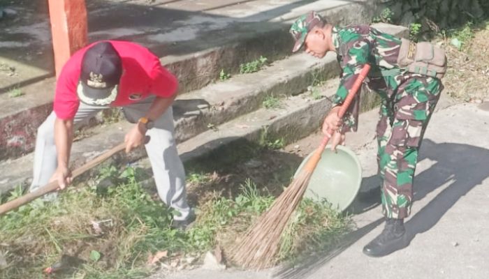 Babinsa Koramil 2307/Ciwandan, Karbak Pembersihan Lingkungan
