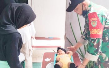 Babinsa Koramil 2304/Anyar Giat Bintahwil Panen Padi