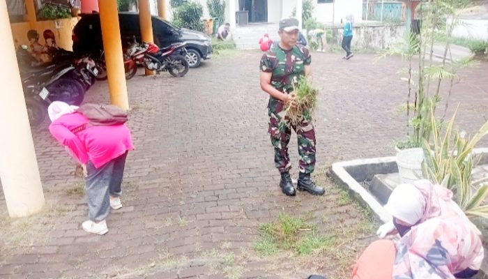 Babinsa Koramil 2303/Pulomerak, Karbak Pembersihan Rumput