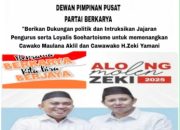 DPW Partai Berkarya Babel Dukung Maulana Aklil-Zeki Yamani di Pilwako Ulang Partai sebut pasangan sejalan dengan visi Pemerintah Pusat