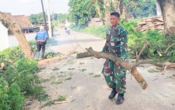 Babinsa Koramil 2306/Mancak Gelar Karya Bakti Bersama Warga : Rapikan Lingkungan dan Perbaiki Akses Jalan