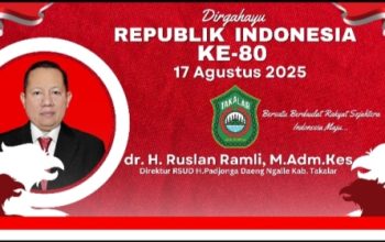 Dirut RSUD H. Padjonga Daeng Ngalle Takalar dr. Ruslan Ramli Ucapkan Selamat HUT RI ke-80
