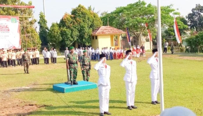 Semarak HUT ke-80 RI, Satgas TMMD Gelar Upacara Kemerdekaan di Cikerei Bersama Warga dan Pelajar