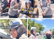 Satlantas Polres Maros Bagikan Coklat kepada Pengendara Tertib Berlalu Lintas