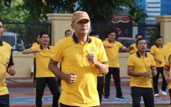 Polres Maros Dorong Pola Hidup Sehat Lewat Kegiatan Senam Pagi Bersama