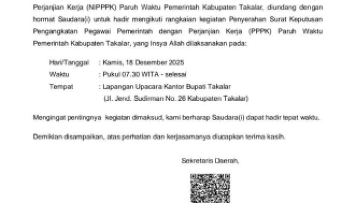 Terjawab Sudah! Pemkab Takalar Pastikan Penyerahan SK PPPK Paruh Waktu