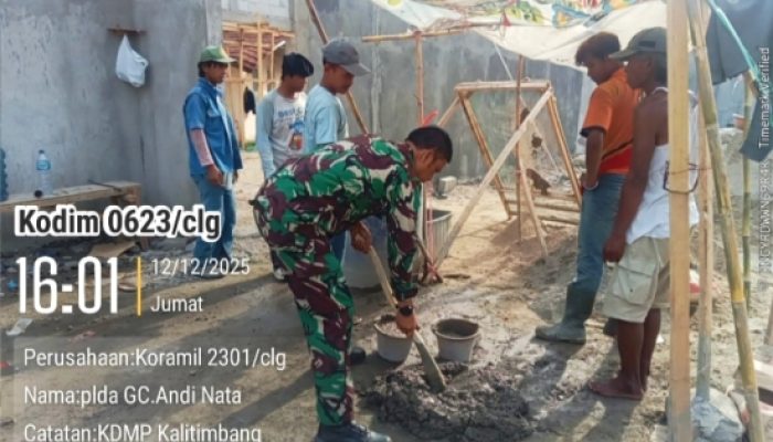 Babinsa Koramil 2301/Cilegon Gelar Karyabakti Perbaikan Jalan dan Pembangunan Koperasi Merah Putih