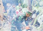 Babinsa Koramil 2303/Pulomerak Giat Karya Bakti Bantu Pembangunan Rumah dan Pemangkasan Pohon di Cilegon