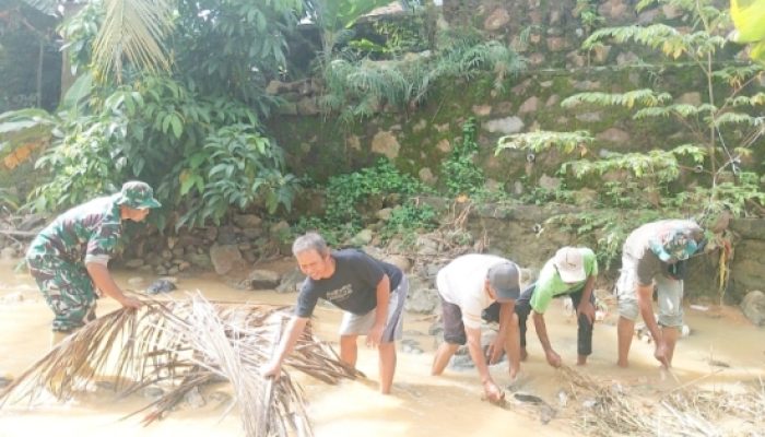 Babinsa Koramil 2302/Bojonegara Gencar Karya Bakti, Bersihkan Sungai dan Parit Bersama Warga
