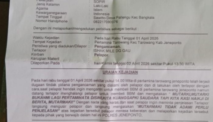 Arogansi Pengepul Solar! Intimidasi Wartawan: Ketua DPC-SEPERNAS Jeneponto Merasa Terusik dan Langsung Laporkan ke Polisi
