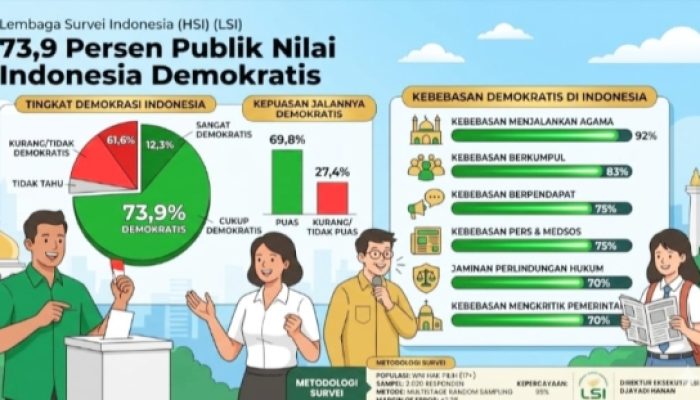 Survei LSI: 73,9 Persen Publik Nilai Indonesia Demokratis