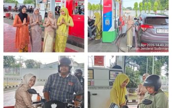 Semangat Kartini di SPBU Kalabbirang, Crew Perempuan Tampil Anggun Berkebaya Layani Konsumen