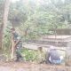 Babinsa Koramil 2305/Cinangka Bersama Warga Gelar Karbak, Bersihkan Jalan Desa