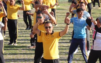 Semarak Hari Bhayangkara Ke-80, Polres Maros Meriahkan Olahraga Bersama Masyarakat Di Alun-Alun Kota