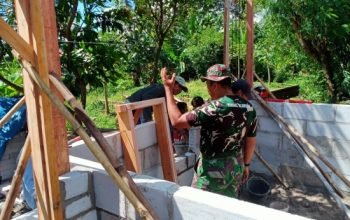Babinsa Koramil 2302/Bojonegara Bantu Pembangunan Rumah Warga, Perkuat Semangat Gotong Royong