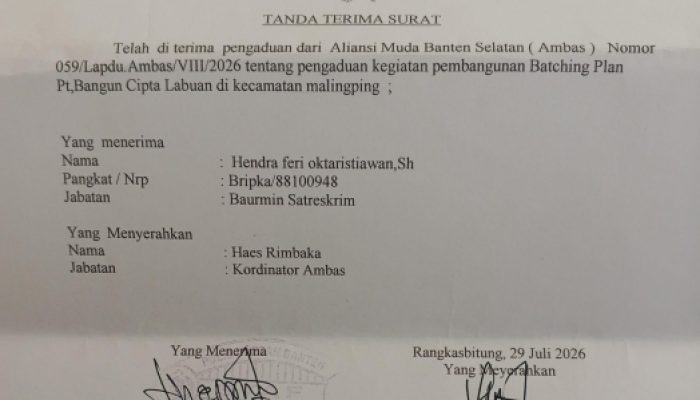 Datangi Polres Lebak, Ambas Laporkan Batching Plant Berdiri Diatas Lahan Sawah Produktif di Malingping