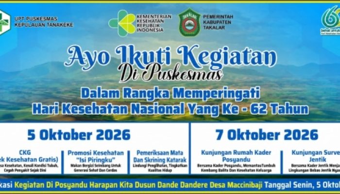 Peringati HKN ke-62, Puskesmas Kepulauan Tanakeke Gelar Cek Kesehatan Gratis dan Edukasi Gizi untuk Warga