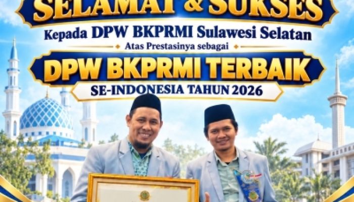 DPD BKPRMI Takalar Ucapkan Selamat atas Prestasi DPW BKPRMI Sulsel sebagai Terbaik se-Indonesia Tahun 2026