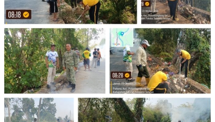 Tak Ingin Bahu Jalan Jadi Tempat Sampah Diwilayahnya , Lurah Maradekaya Gandeng Polsek Pattallassang Gelar Jum’at Bersih
